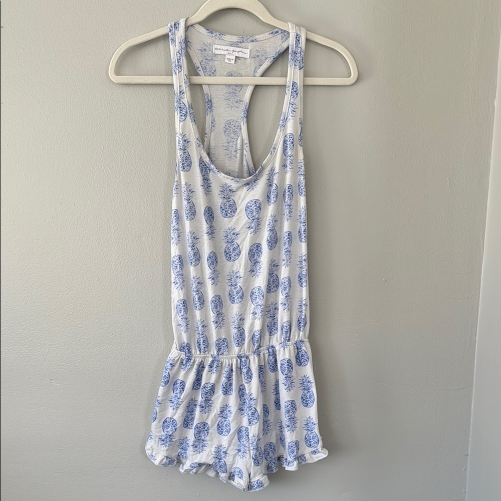 Spiritual Gangster Pineapple Print Sleep Lounge Tank Romper